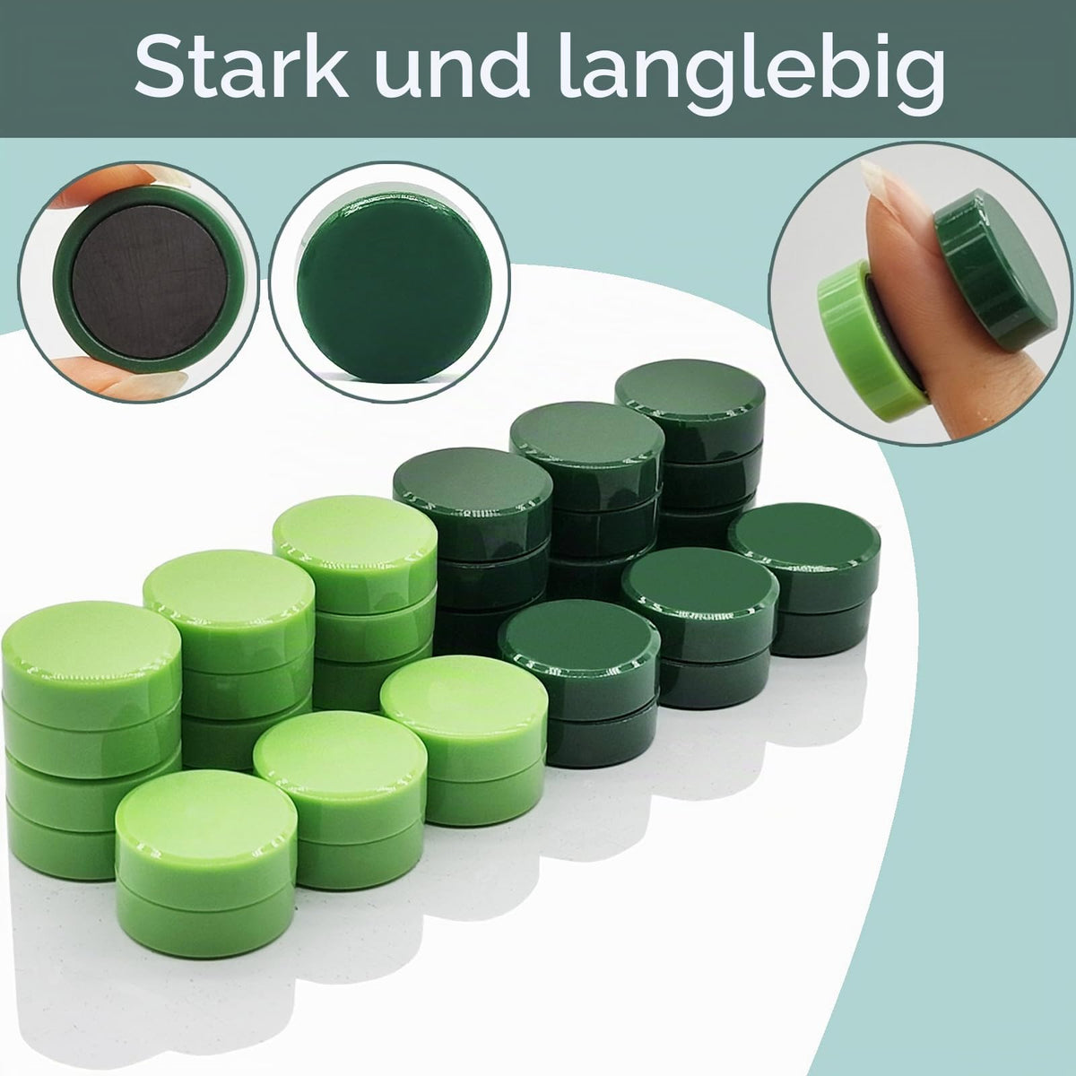 Starke Kühlschrankmagnete, 20 Stück Mini Rund für Whiteboard und Pinnwand, Grün