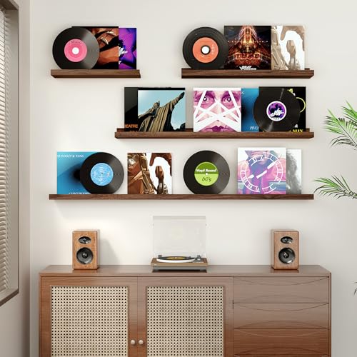 Feihorrm Wandregal, 2er Set, 40cm Schweberegal aus MDF Holz, Wandboard für Bilderrahmen und Dekorationen, Industriedesign, Geeignet für Arbeitszimmer, Schlafzimmer und Küche (Vintage Braun, 40 cm)