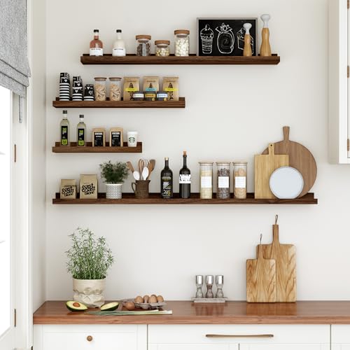 Feihorrm Wandregal, 2er Set, 40cm Schweberegal aus MDF Holz, Wandboard für Bilderrahmen und Dekorationen, Industriedesign, Geeignet für Arbeitszimmer, Schlafzimmer und Küche (Vintage Braun, 40 cm)