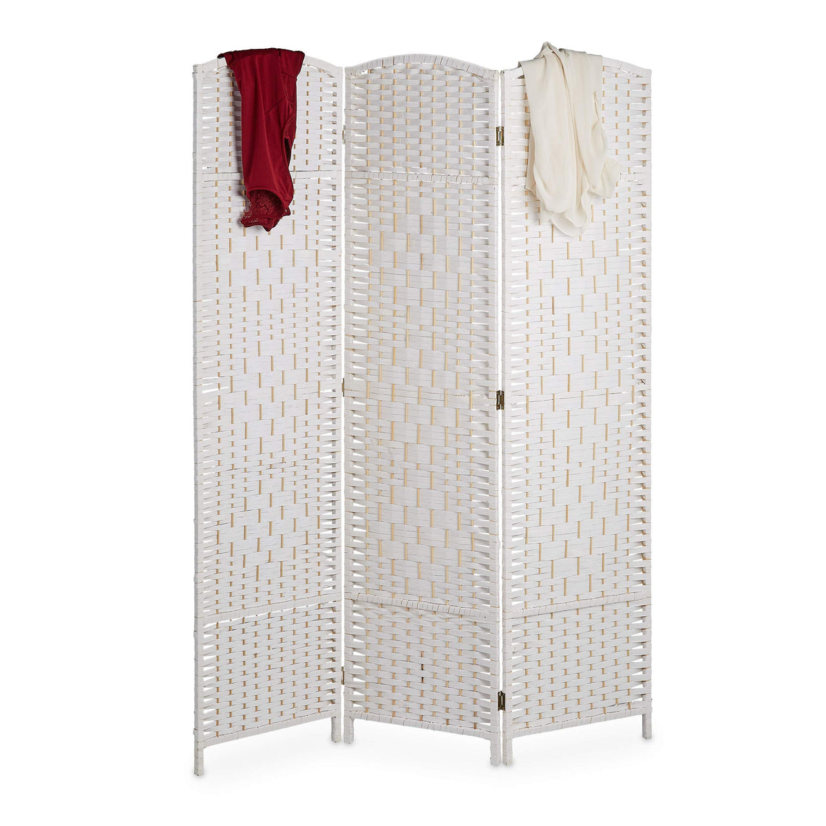 Relaxdays Paravent 3-teilig, HxB: 170 x 120 cm, Faltbarer Raumtrenner, Sichtschutz, Holz & Papierseil, versch. Farben