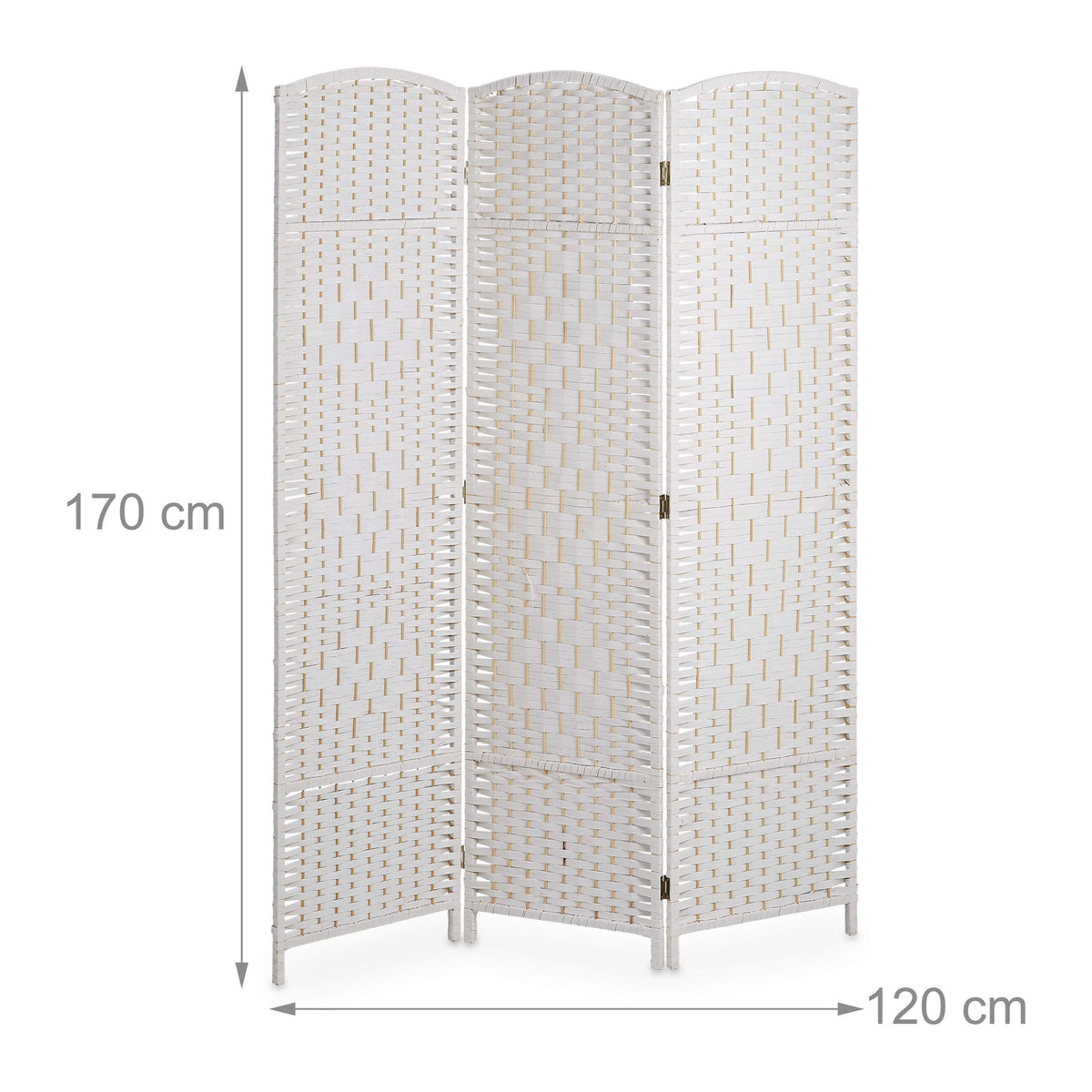 Relaxdays Paravent 3-teilig, HxB: 170 x 120 cm, Faltbarer Raumtrenner, Sichtschutz, Holz & Papierseil, versch. Farben
