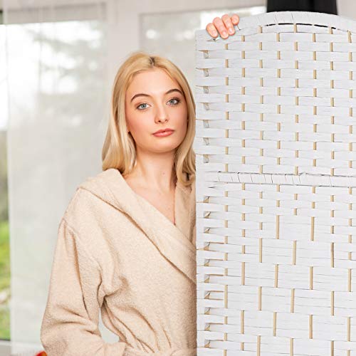 Relaxdays Paravent 3-teilig, HxB: 170 x 120 cm, Faltbarer Raumtrenner, Sichtschutz, Holz & Papierseil, versch. Farben