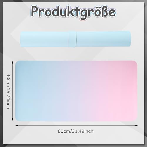 Schreibtischunterlage 80x40cm Premium Leder Mauspad XXL Rosa/Blau