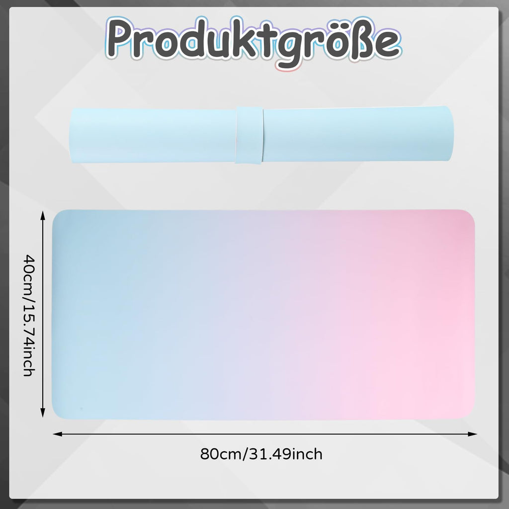Schreibtischunterlage 80x40cm Premium Leder Mauspad XXL Rosa/Blau