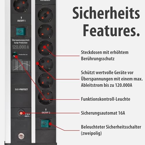 Brennenstuhl Premium-Protect-Line Gaming-Steckdosenleiste 14-Fach, 3m