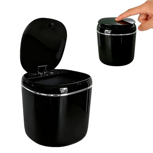 Schwarz Tischmülleimer Klein mit Deckel 2.3L,Mini Tischabfalleimer