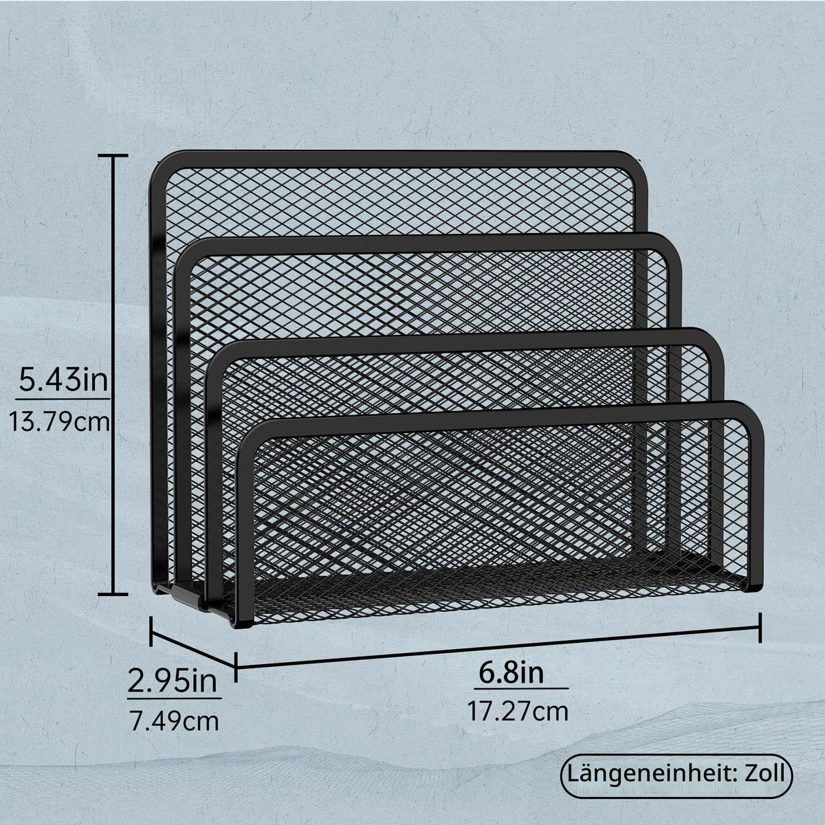 SUPEASY 3 Fächer Briefhalter - Mesh Metall Dokumentenhalter für Schreibtisch, Desktop Mail Halter und Briefablage (Schwarz)