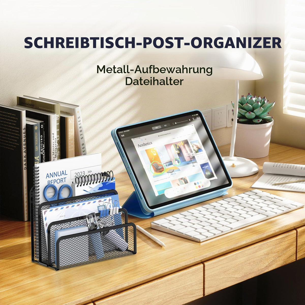 SUPEASY 3 Fächer Briefhalter - Mesh Metall Dokumentenhalter für Schreibtisch, Desktop Mail Halter und Briefablage (Schwarz)