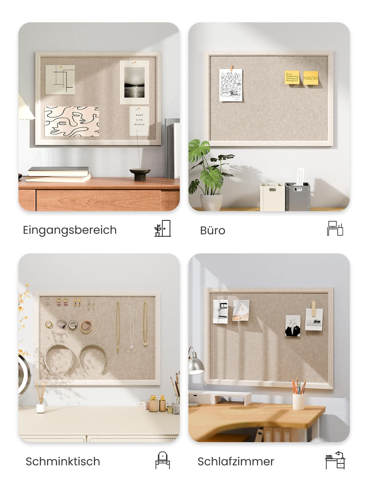 Fluxynara 60 x 43,5 cm Korktafel-Alternative, Dunkles Taupe