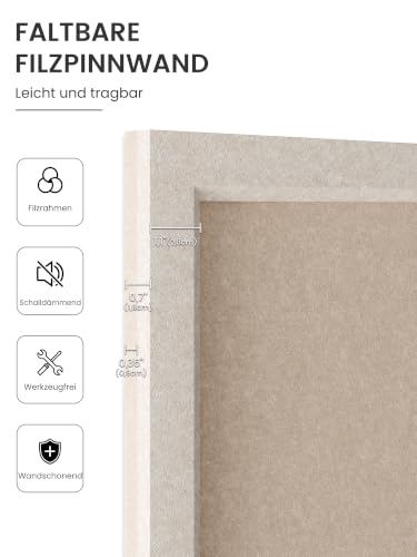 Fluxynara 60 x 43,5 cm Korktafel-Alternative, Dunkles Taupe
