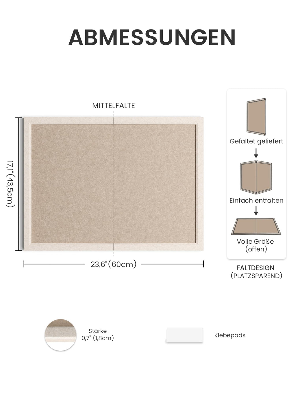 Fluxynara 60 x 43,5 cm Korktafel-Alternative, Dunkles Taupe