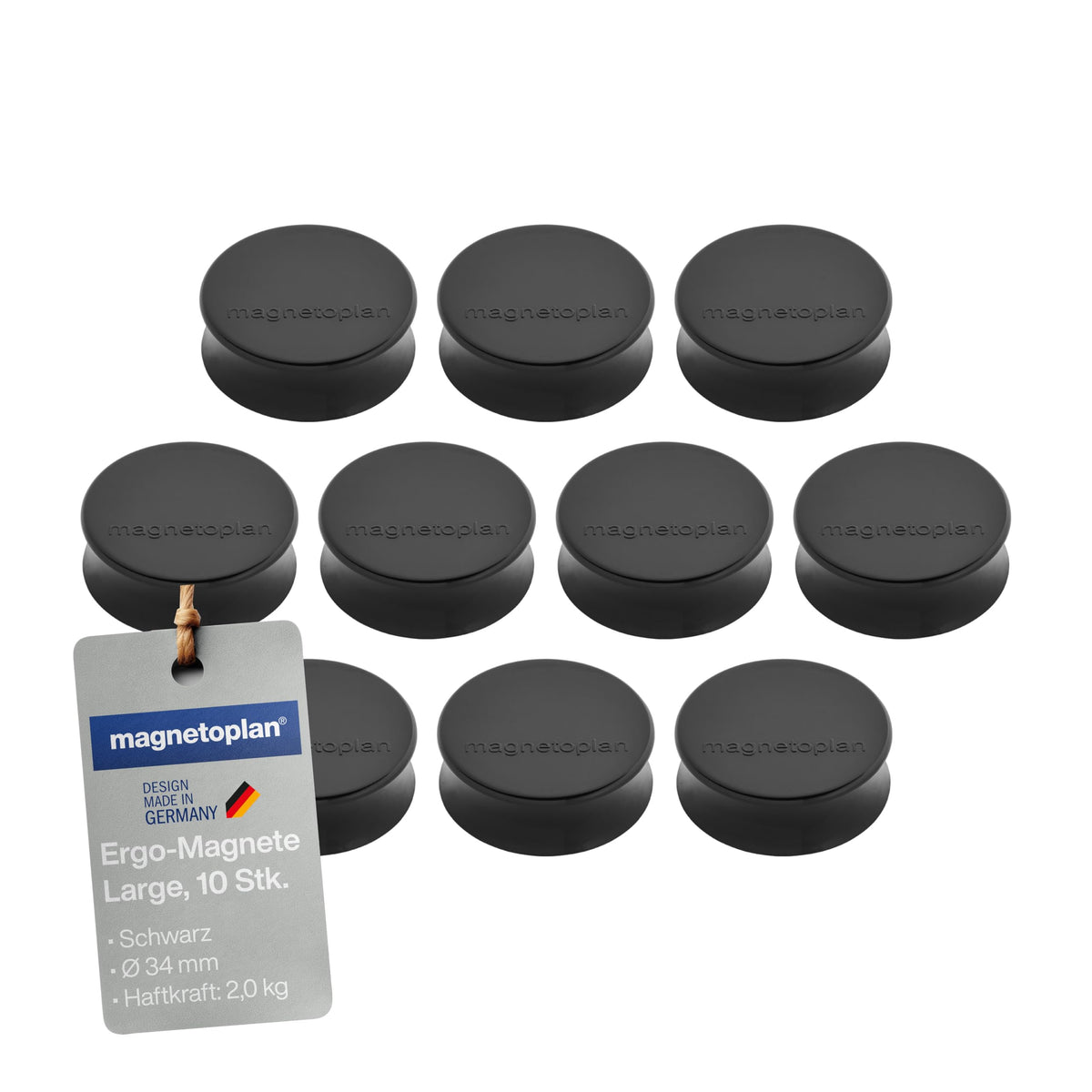 magnetoplan Ergo-Magnete, Large | 10 Stück, Schwarz