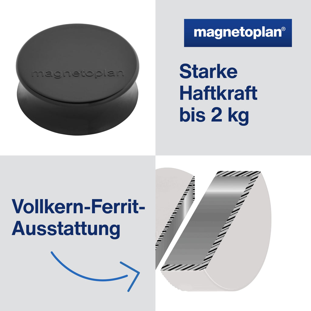 magnetoplan Ergo-Magnete, Large | 10 Stück, Schwarz