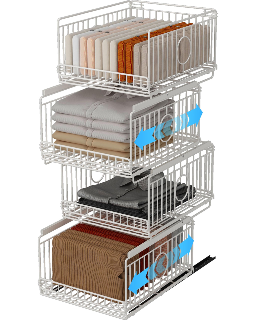 Kleiderschrank Organizer, 4 Stück Metall Aufbewahrungsbox, Weiß