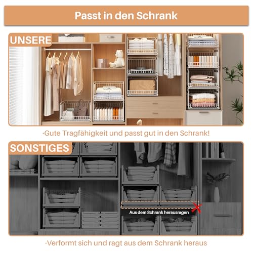 Kleiderschrank Organizer, 4 Stück Metall Aufbewahrungsbox, Weiß