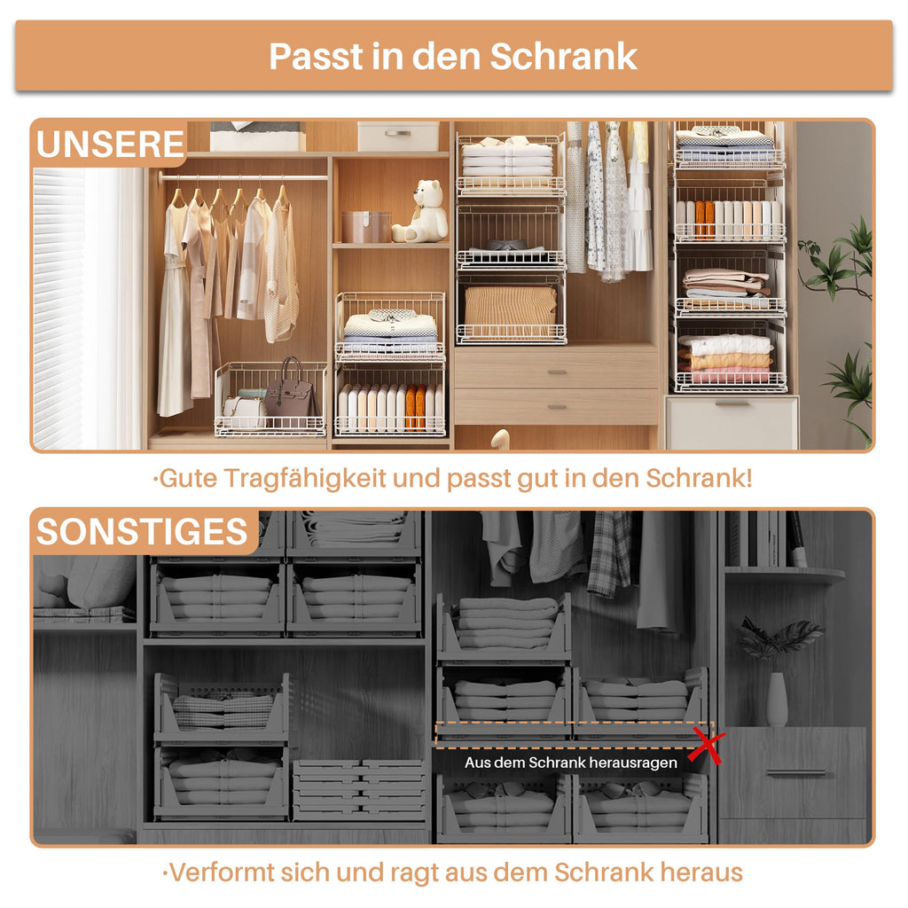 Kleiderschrank Organizer, 4 Stück Metall Aufbewahrungsbox, Weiß
