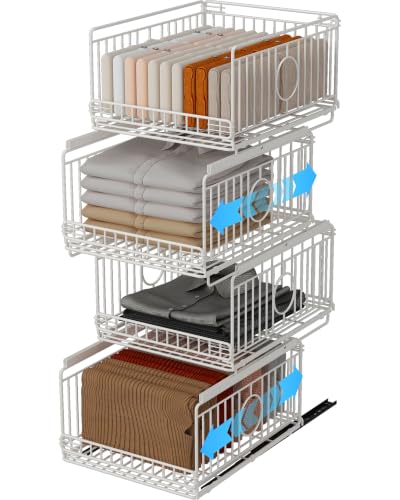 Kleiderschrank Organizer, 4 Stück Metall Aufbewahrungsbox, Weiß