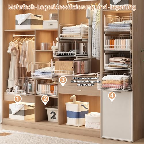 Kleiderschrank Organizer, 4 Stück Metall Aufbewahrungsbox, Weiß