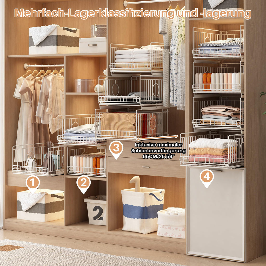 Kleiderschrank Organizer, 4 Stück Metall Aufbewahrungsbox, Weiß