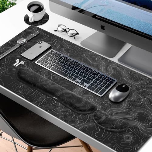 Gimars 4-in-1 XXL Gaming Mauspad mit Gelkissen, Ergonomisches Handballenauflage Tastatur, 800 x 305 mm Mousepad Tischunterlage, Gaming Zubehör Wrist Rest für PC, MacBook, Laptop, Topografische Karte