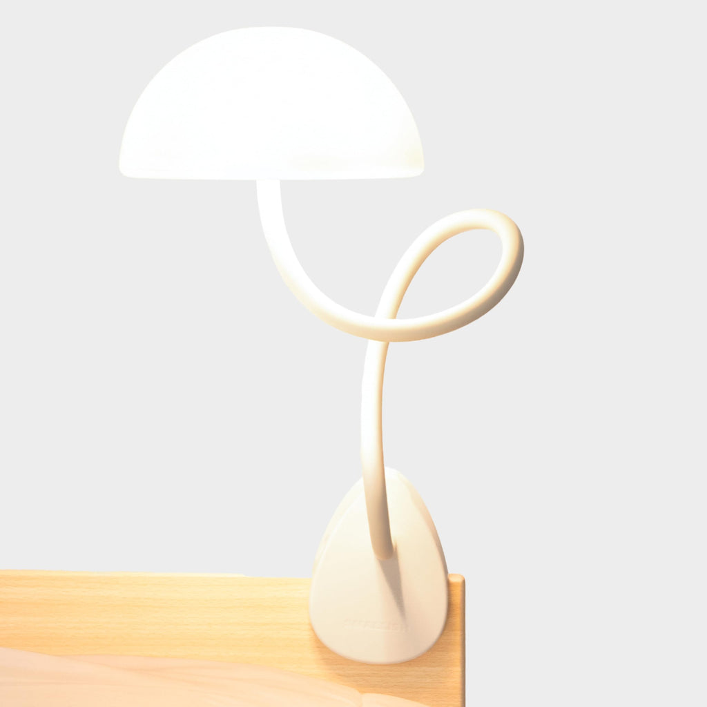 Smallish Shroommate Verstellbare Clip On Bed Light Nachttischlampe, Leselampe für Kinderzimmer, Schreibtisch, Kopfteil des Bettes, LED-Multicolor-Wechsel mit Adapter (Weiß)