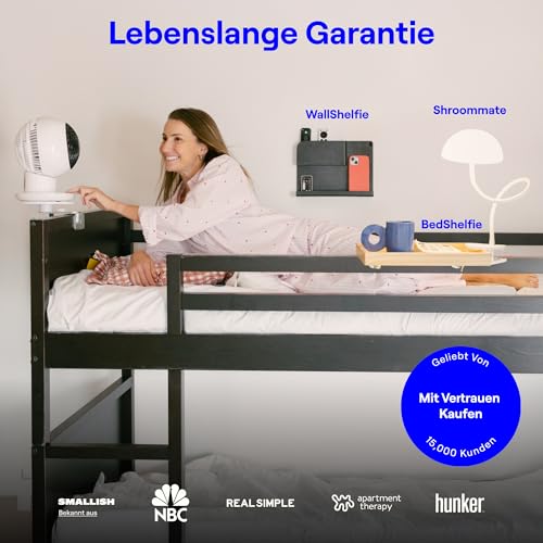 Smallish Shroommate Verstellbare Clip On Bed Light Nachttischlampe, Leselampe für Kinderzimmer, Schreibtisch, Kopfteil des Bettes, LED-Multicolor-Wechsel mit Adapter (Weiß)