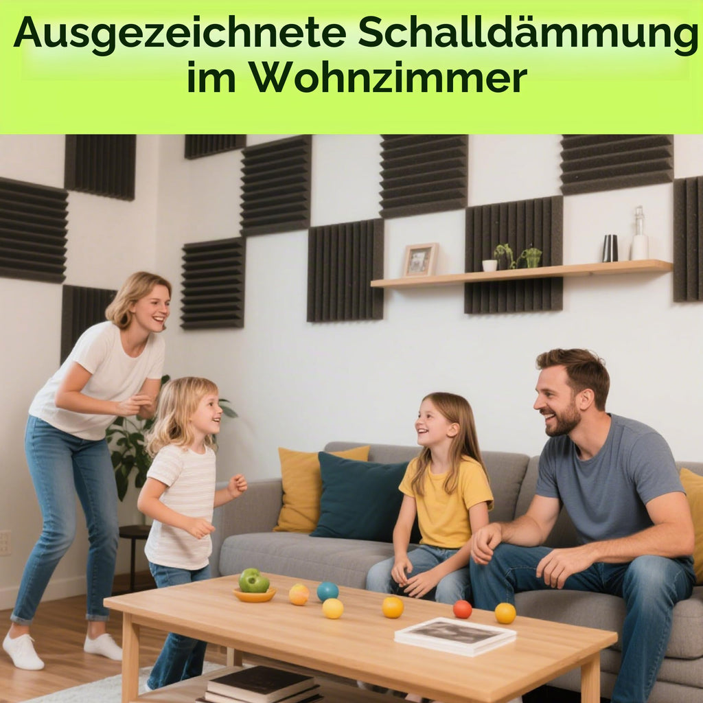Foneso Akustikschaumstoff, 30x30x5 cm Schalldämmung (6 Stück, Schwarz)