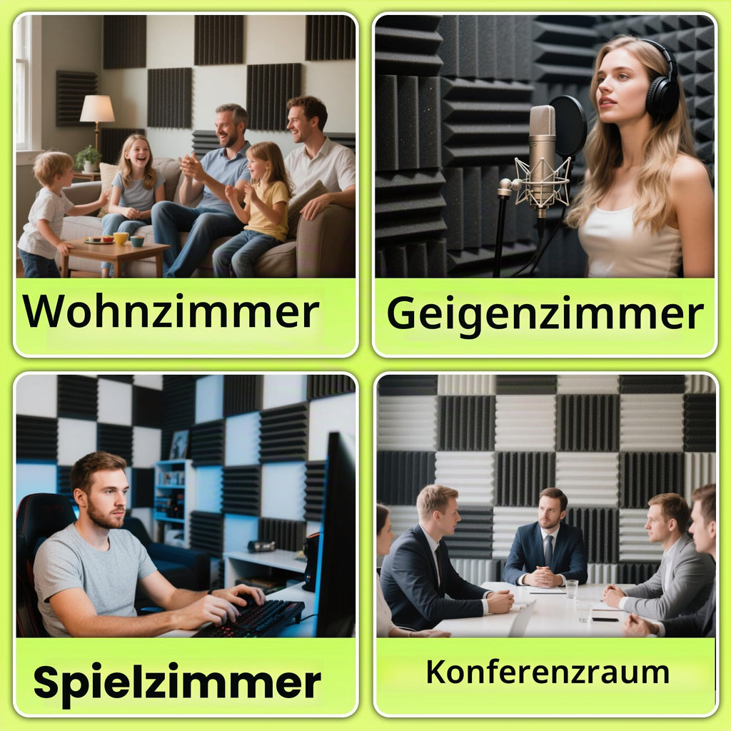 Foneso Akustikschaumstoff, 30x30x5 cm Schalldämmung (6 Stück, Schwarz)