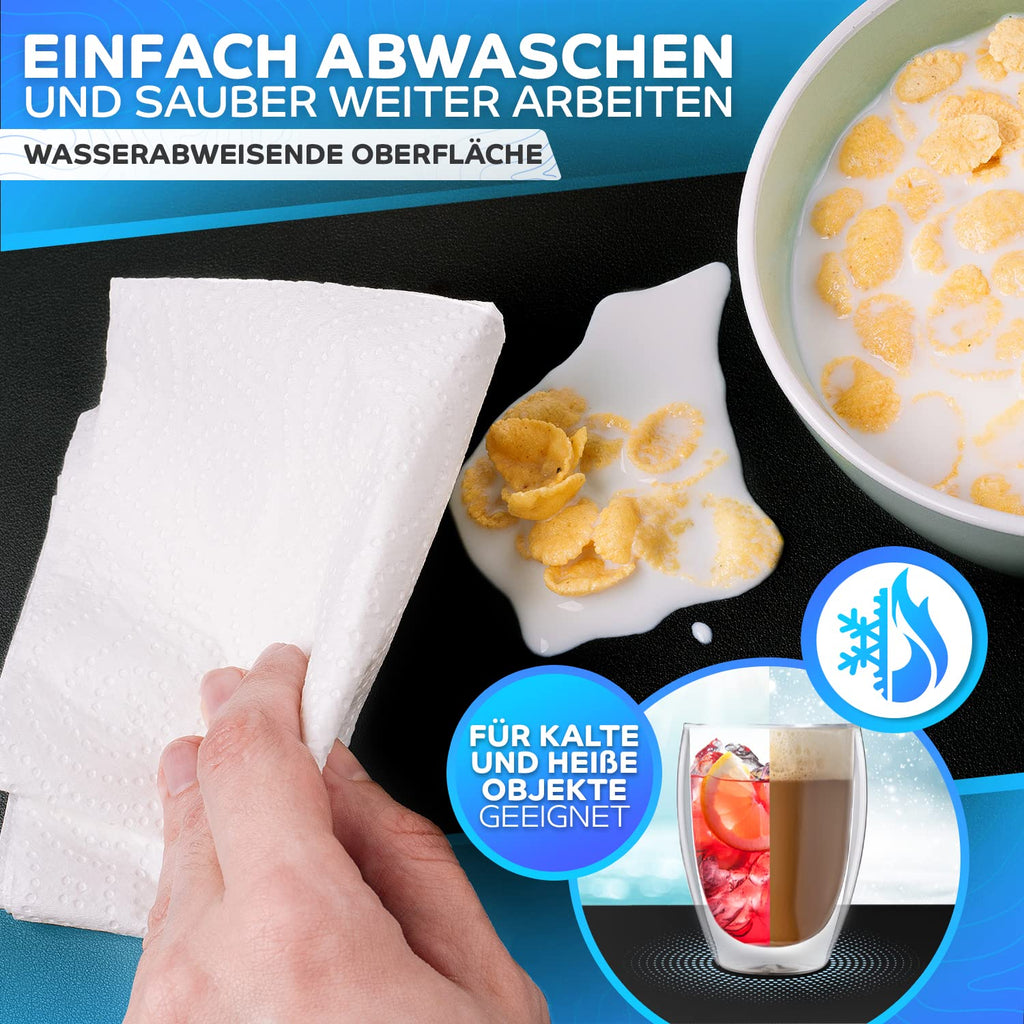 Sidorenko Schreibtischunterlage 80x40cm abwaschbar in schwarz - Tischunterlage aus PU- Leder - Schreibtisch Unterlage für Büro - rutschfeste Desk Mat, Mousepad, Mauspad, Schreibtischmatte groß