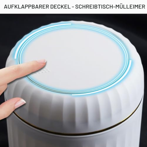 Tischmülleimer mit Deckel, 2L Mini Mülleimer mit Aufpoppen