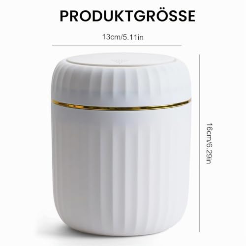 Tischmülleimer mit Deckel, 2L Mini Mülleimer mit Aufpoppen