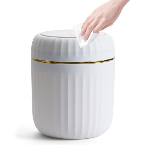 Tischmülleimer mit Deckel, 2L Mini Mülleimer mit Aufpoppen
