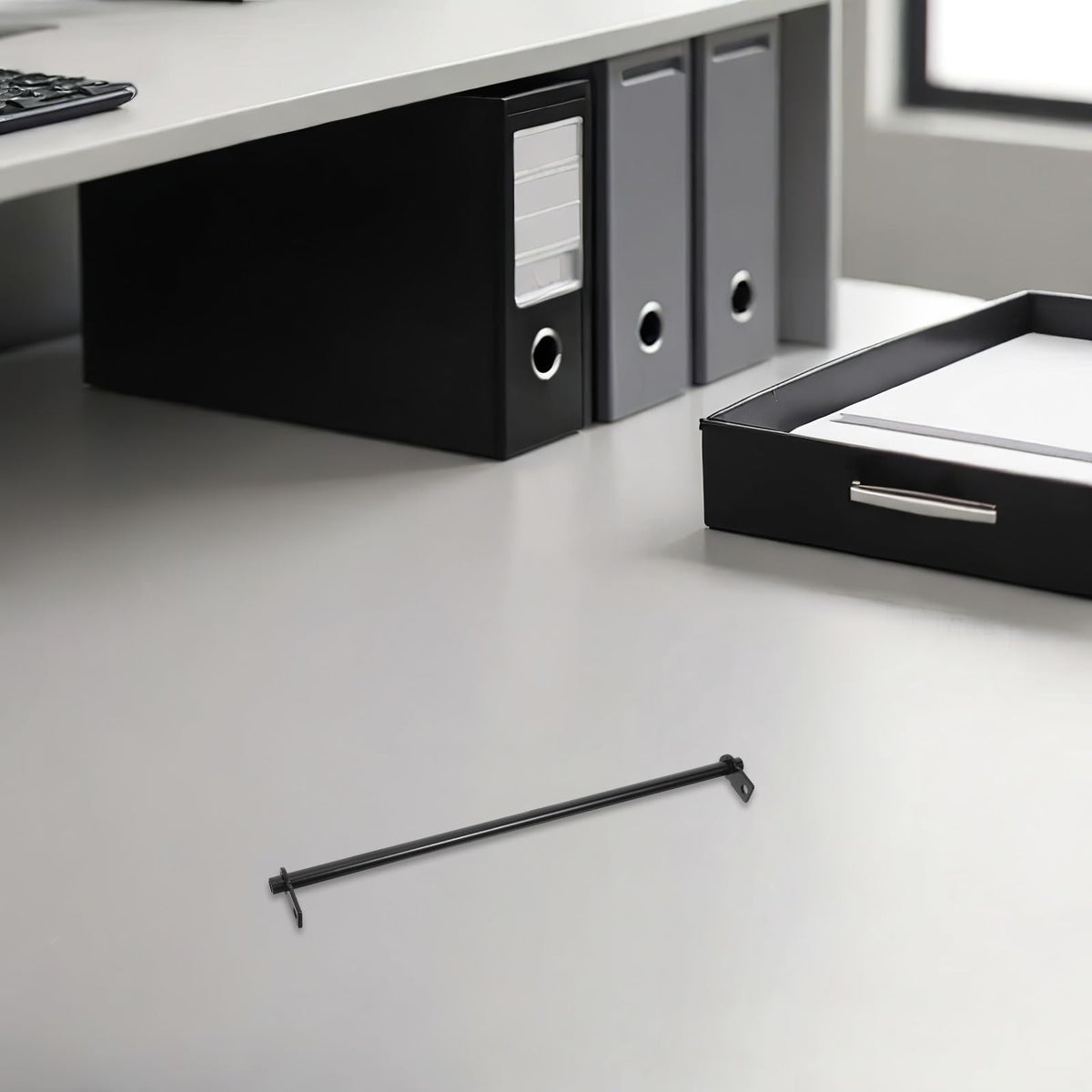 VILLCASE Doppelköpfige Aufhängestange zur Effizienten Organisation im Schreibtischschubladen 5 Stück aus Schwarzem Eisen 25,20x3,00x1,30 Cm Vielseitig Einsetzbar für Hängende Ordner