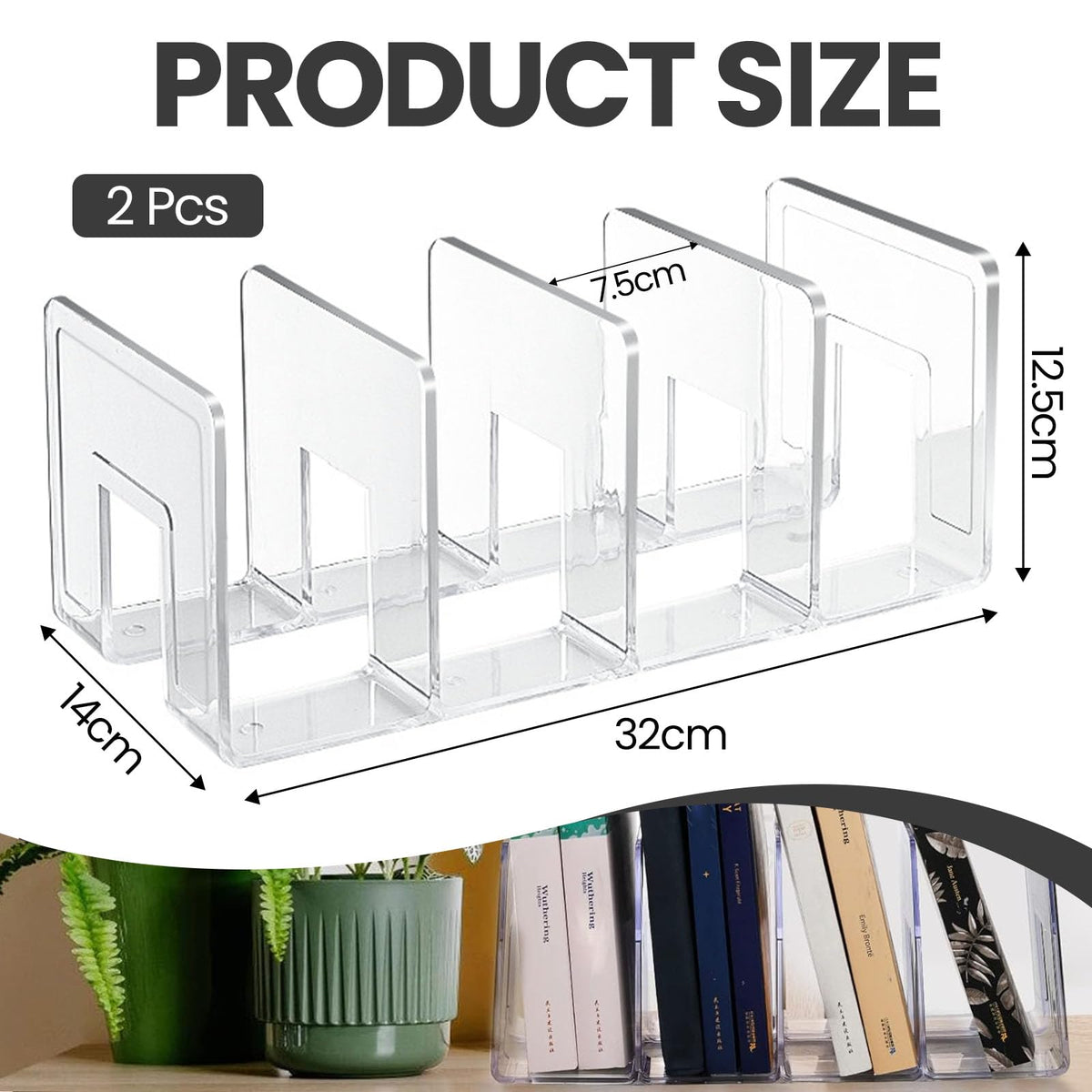 Acryl Zeitschriftensammler 2er Set Transparent mit 4 Fächern