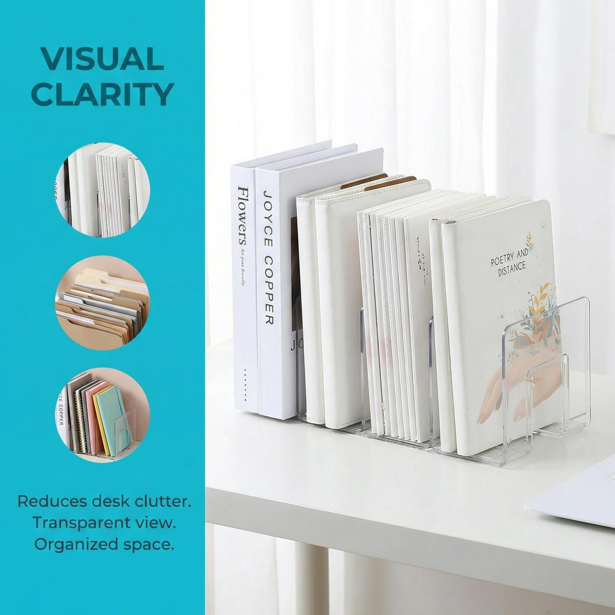 Acryl Zeitschriftensammler 2er Set Transparent mit 4 Fächern
