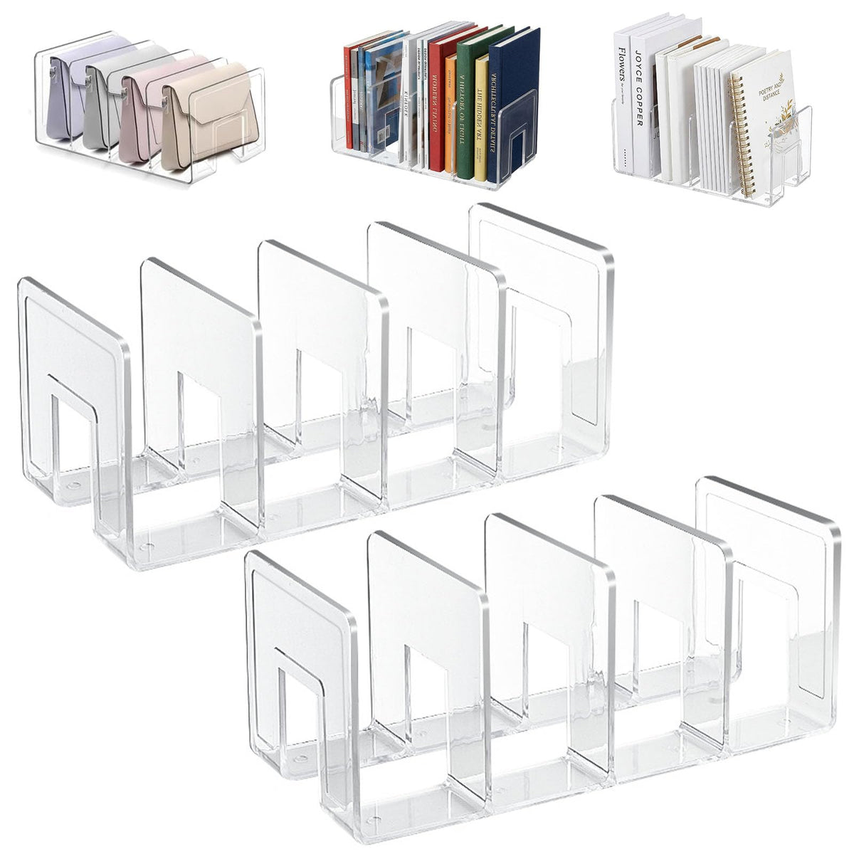 Acryl Zeitschriftensammler 2er Set Transparent mit 4 Fächern