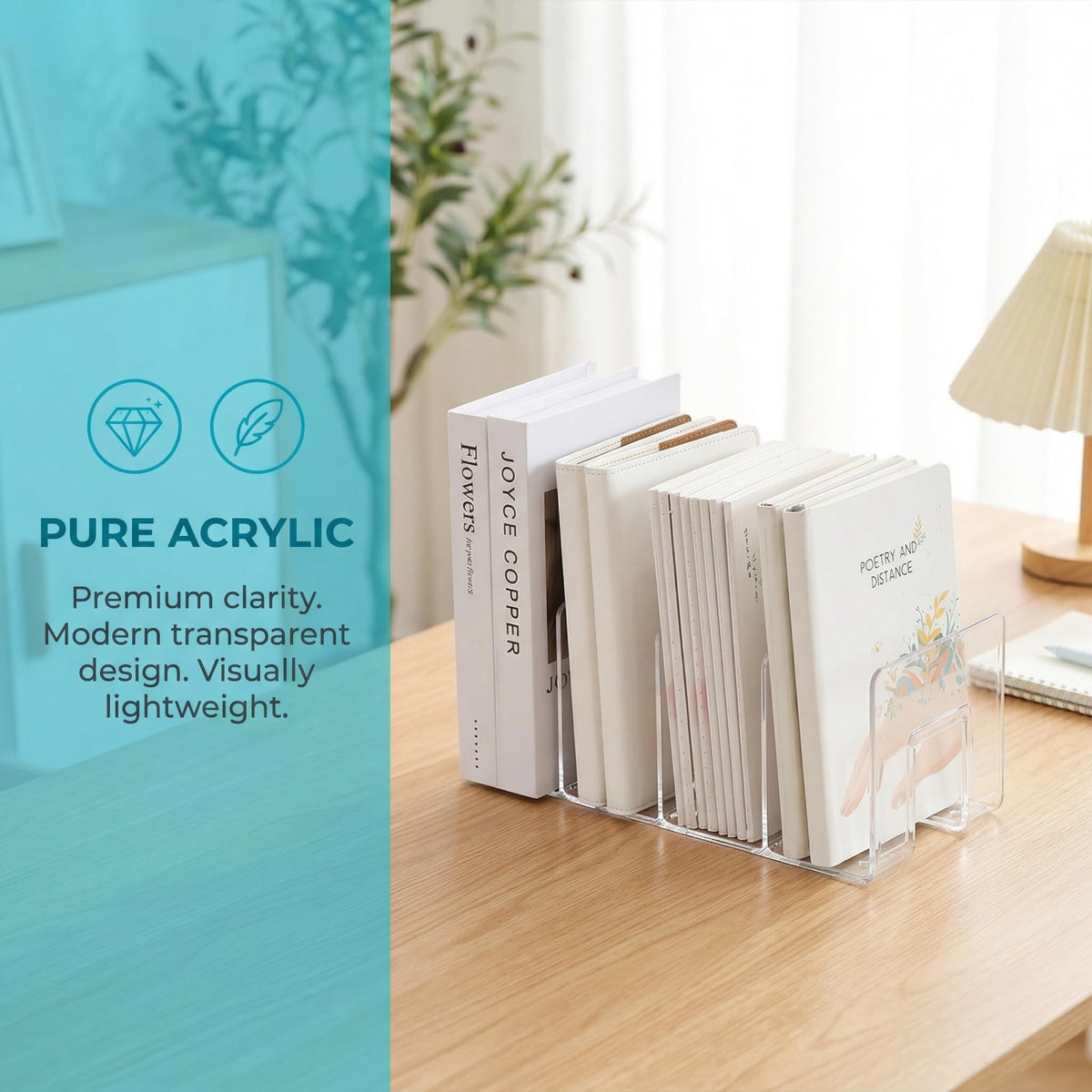 Acryl Zeitschriftensammler 2er Set Transparent mit 4 Fächern