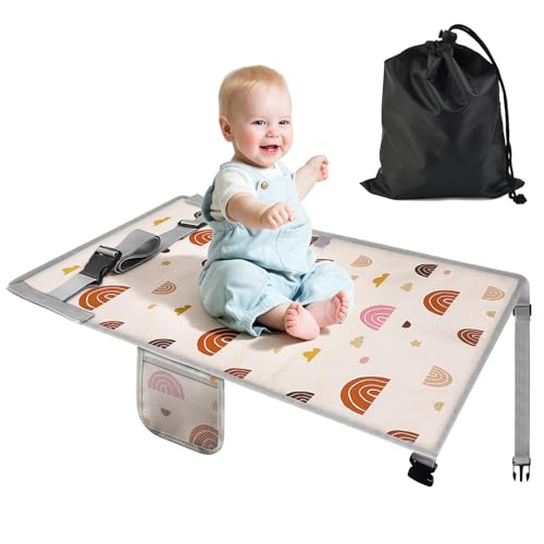 LURICO Flugzeugbett Baby, 76x44.5 cm Flugzeug Sitzverlängerung Kinder Tragbarer Atmungsaktive Reisebet Kinderfußhängematte Für Flugreisen Verlängerung Sitz zum Schlafen, Auto, Flüge (beige)
