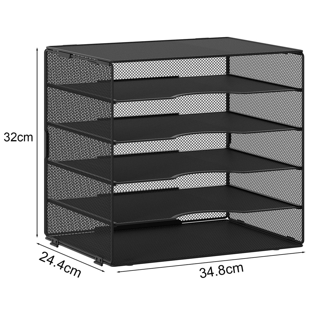 EasyPAG 5 Fächer A4 Metall Büro Schreibtisch Organizer Dokumentenhalter Aktenablage Zeitschriftenhalter Briefablage Papier Magazin Organisator,Schwarz