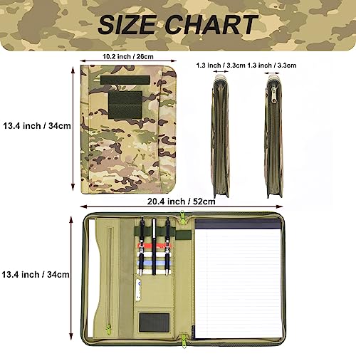Army OCP Militär-Notizbuchordner mit Reißverschluss, Padfolio-Organizer und taktischer Notizbuchhülle für A4-Ordner, großer OCP-Ordner, Planer für Herren, taktischer Ordner, Organizer, Militärordner