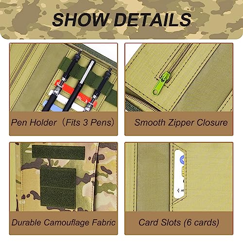 Army OCP Militär-Notizbuchordner mit Reißverschluss, Padfolio-Organizer und taktischer Notizbuchhülle für A4-Ordner, großer OCP-Ordner, Planer für Herren, taktischer Ordner, Organizer, Militärordner