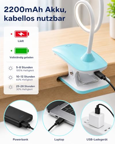 Leselampe Kinder, 3 Lichtfarben Dimmbar