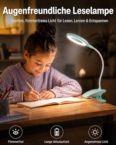Leselampe Kinder, 3 Lichtfarben Dimmbar