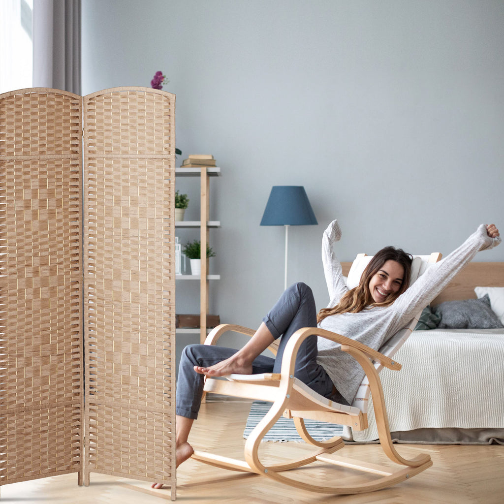 Relaxdays Paravent, 3-teilig, Faltbarer Raumtrenner, HxB 170x120 cm, Natur