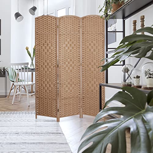 Relaxdays Paravent, 3-teilig, Faltbarer Raumtrenner, HxB 170x120 cm, Natur
