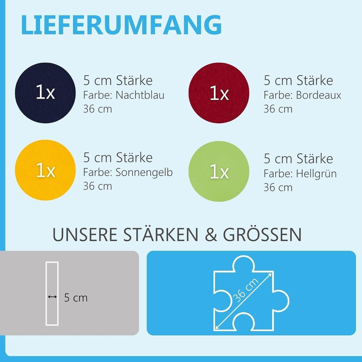 platino24 Puzzle Schallabsorber 4er Set – Wand & Decke – Vierfarbig