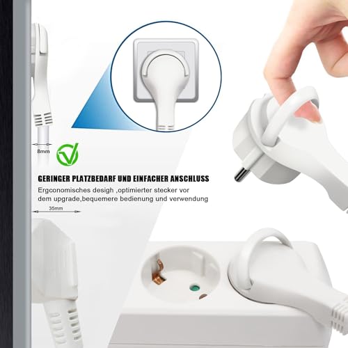 EXTRASTAR Flachstecker Steckdosenleiste 3 Fach mit Druckknopfschalter