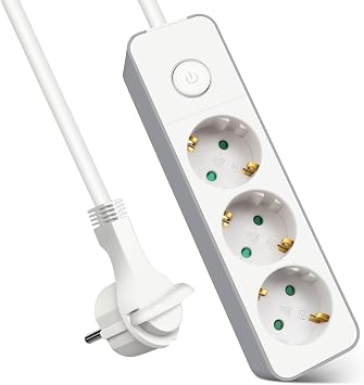 EXTRASTAR Flachstecker Steckdosenleiste 3 Fach mit Druckknopfschalter