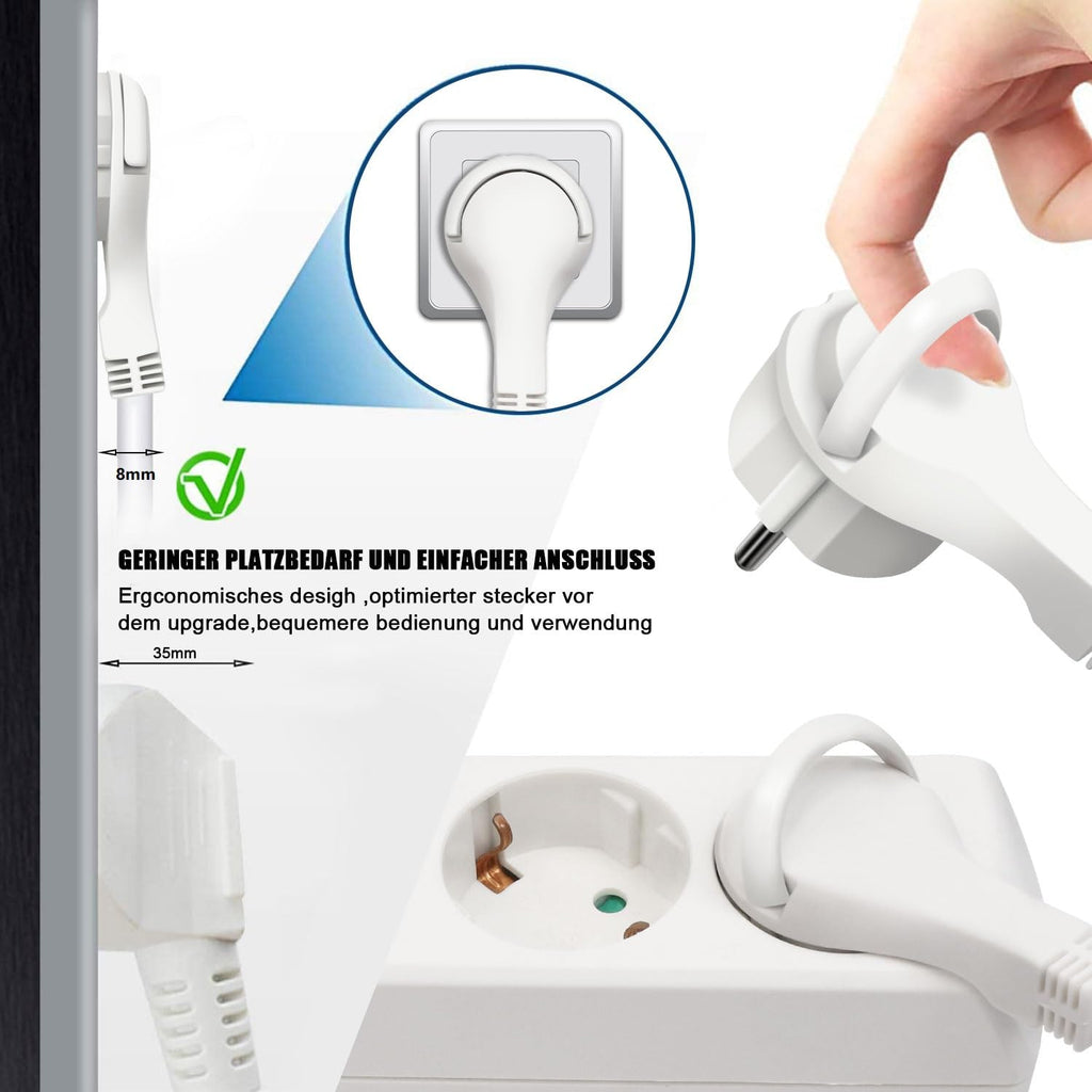 EXTRASTAR Flachstecker Steckdosenleiste 3 Fach mit Druckknopfschalter