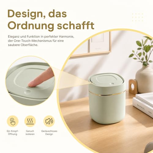 2 Stücke Tischmülleimer mit Deckel Set Tischabfalleimer Müllsäcke Kosmetik